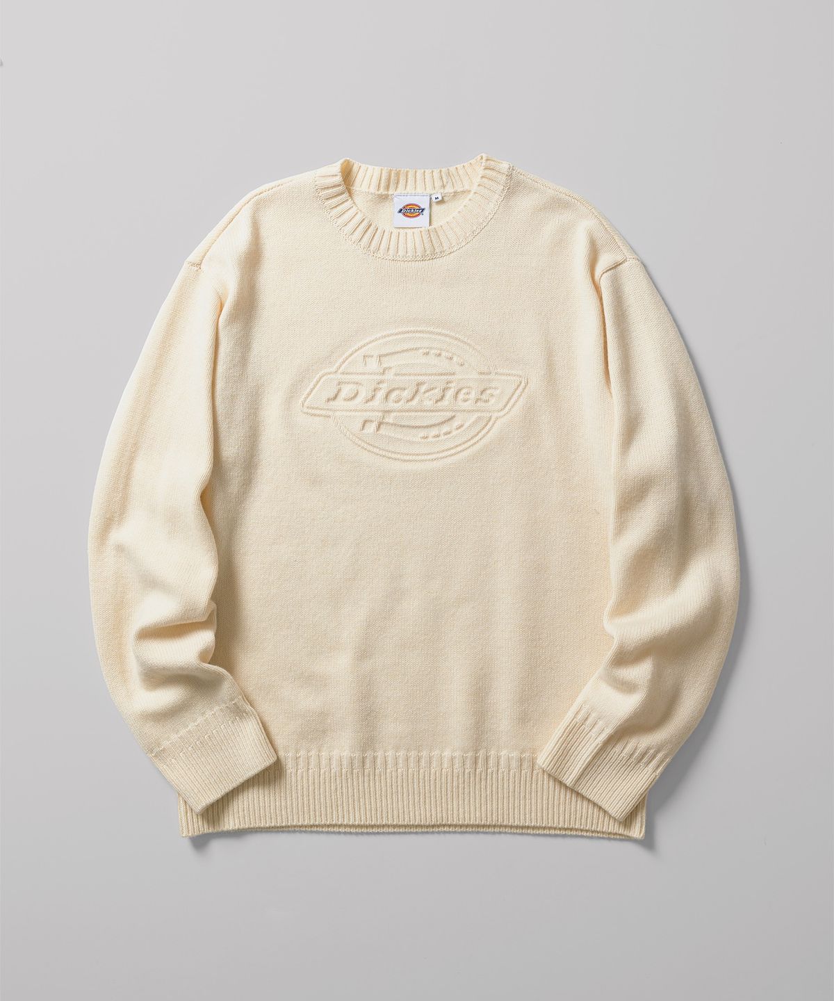 디키즈(DICKIES) 엠보스드 로고 풀오버 니트 Cream