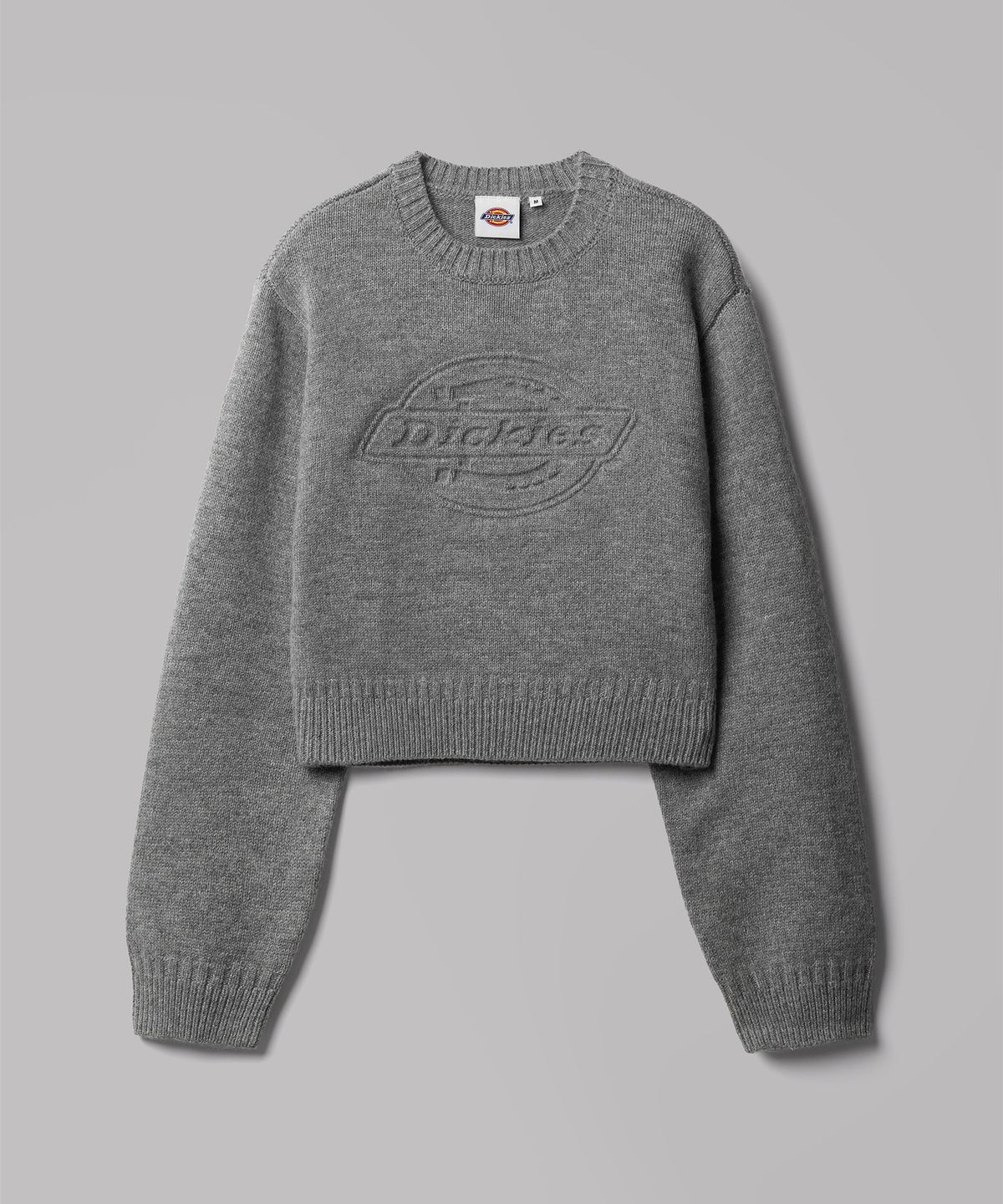 디키즈(DICKIES) 엠보스드 로고 풀오버 크롭 니트 Gray