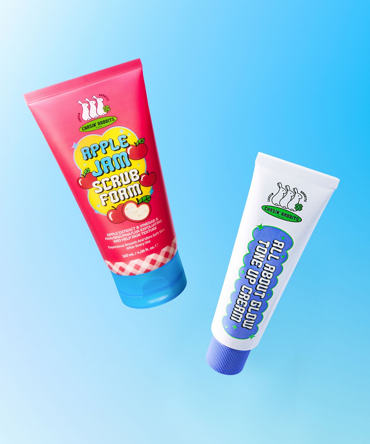 체이싱래빗(CHASIN RABBITS) [ Glow & Wash SET ] 애플잼 스크럽 폼 클렌저 + 올 어바웃 글로우 톤업 크림 2종 세트