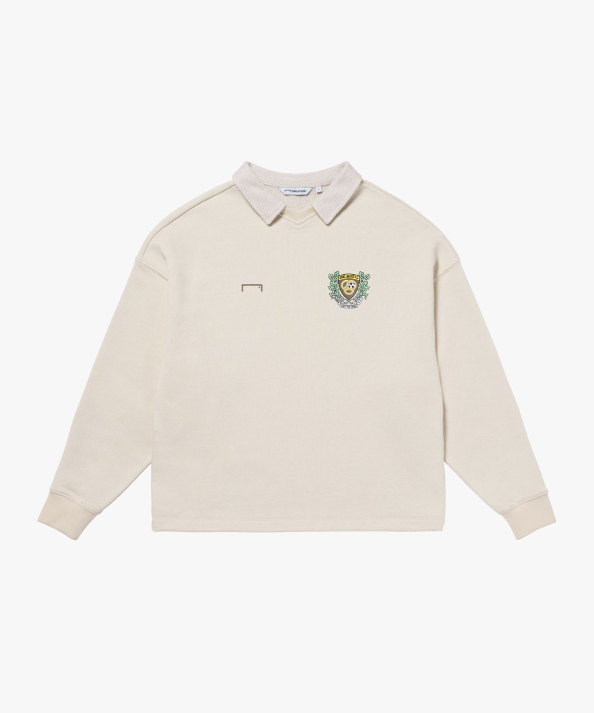 골스튜디오(GOALSTUDIO) EMBLEM OVER FIT COLLARED SWEAT-OATMEAL