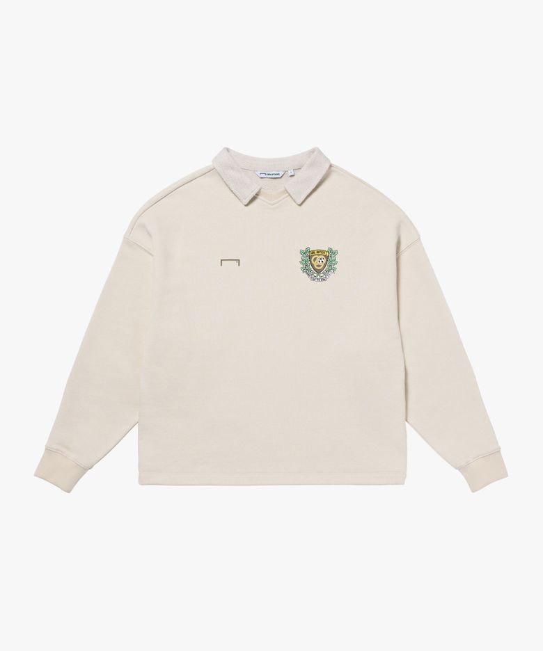 EMBLEM OVER FIT COLLARED SWEAT-OATMEAL