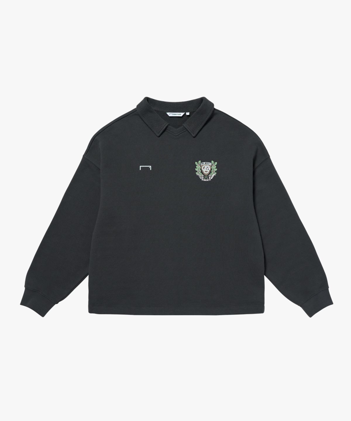 골스튜디오(GOALSTUDIO) EMBLEM OVER FIT COLLARED SWEAT-CHARCOAL