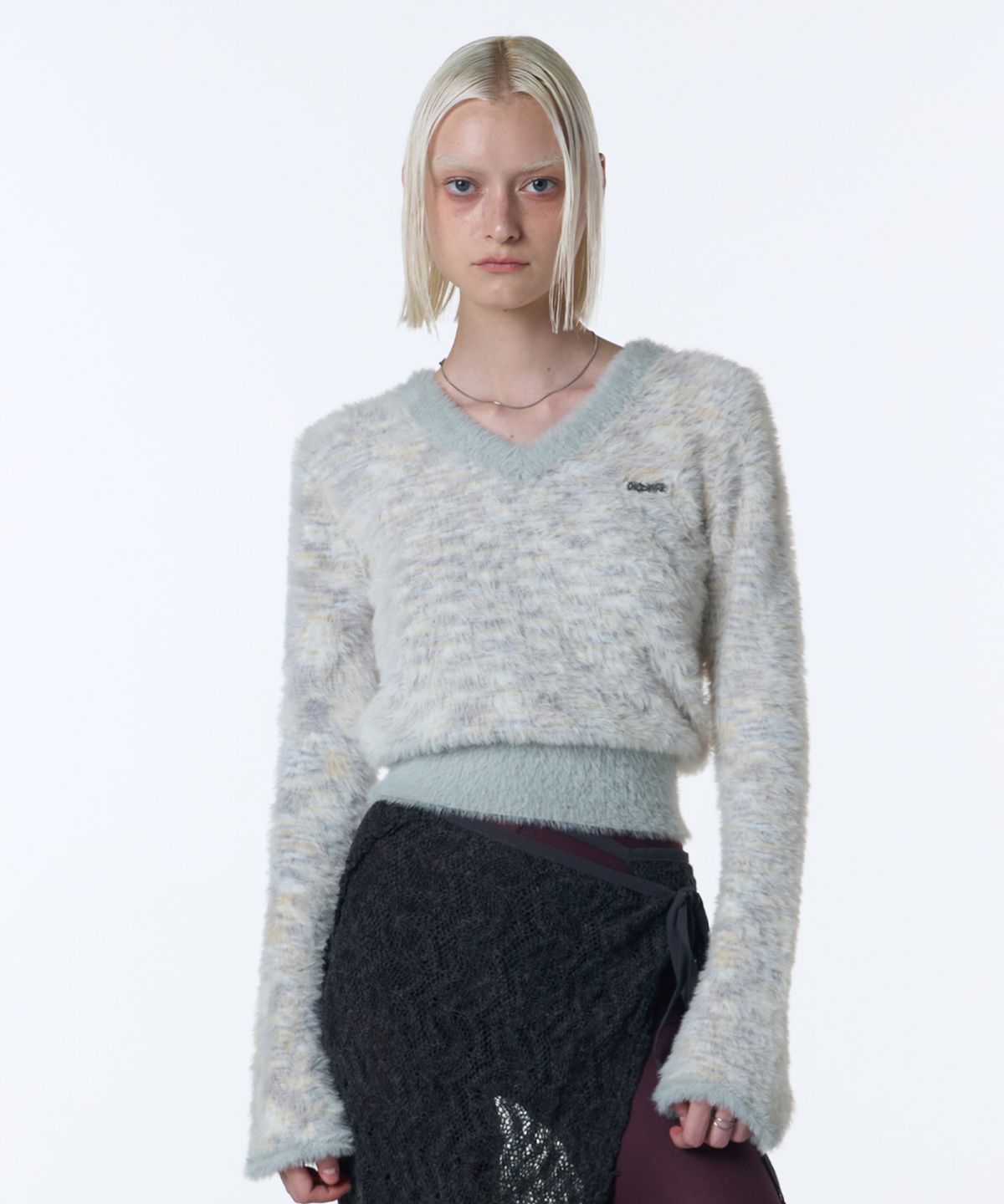 오디너리 홀리데이(ORDINARY HOLIDAY) WINGS BOKEH KNIT TOP [LIGHT GRAY]
