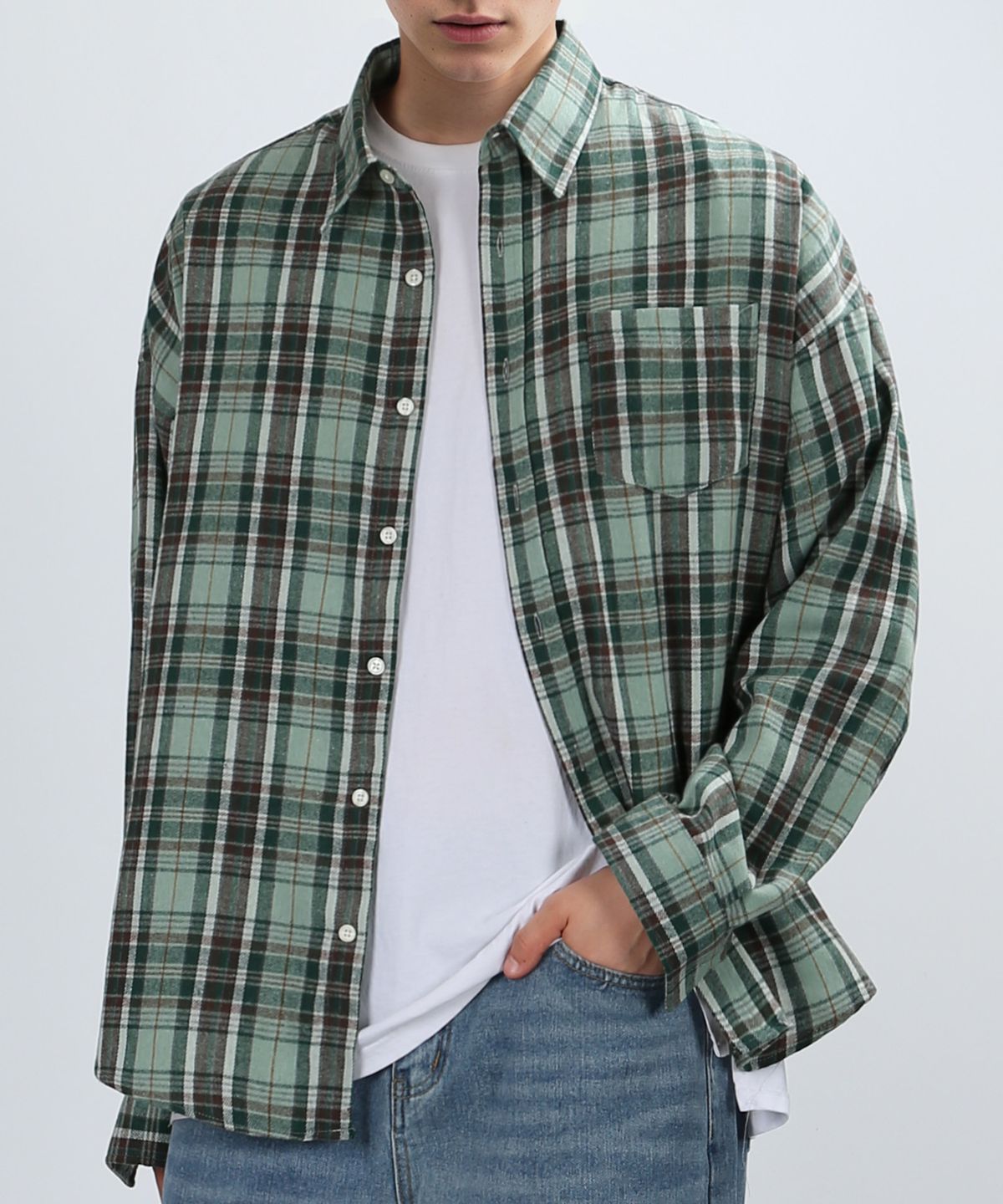 베리베인(VERYVAIN) BRITISH CHECK SHIRTS (GREEN)