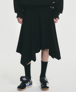 [서예지 PICK] SHIRRING FLARE MIDI SKIRT_BLACK