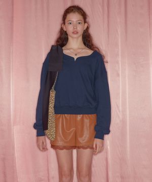 레이스 레더 쇼츠_브라운