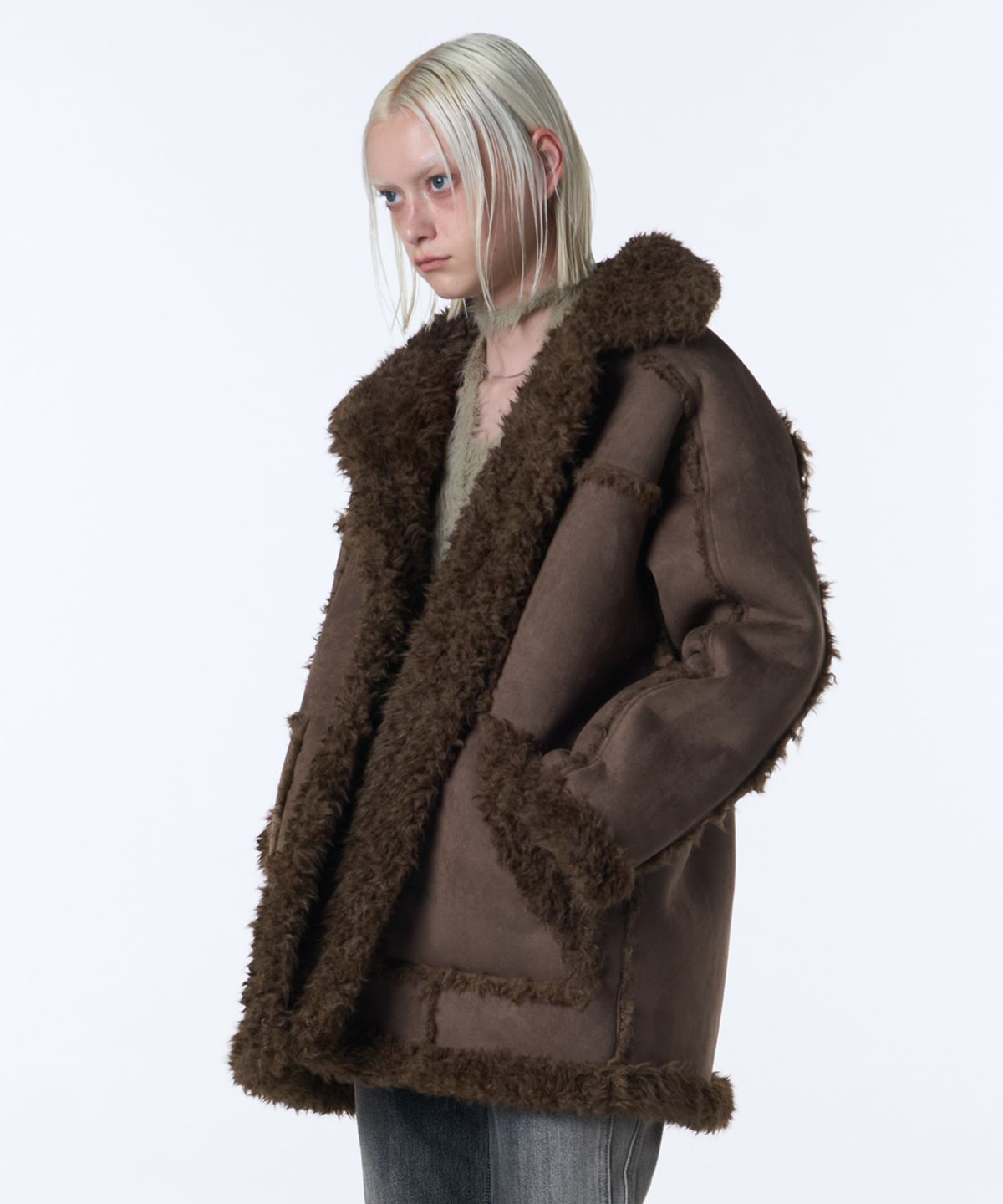 오디너리 홀리데이(ORDINARY HOLIDAY) SHEARLING SINGLE COAT [BROWN]