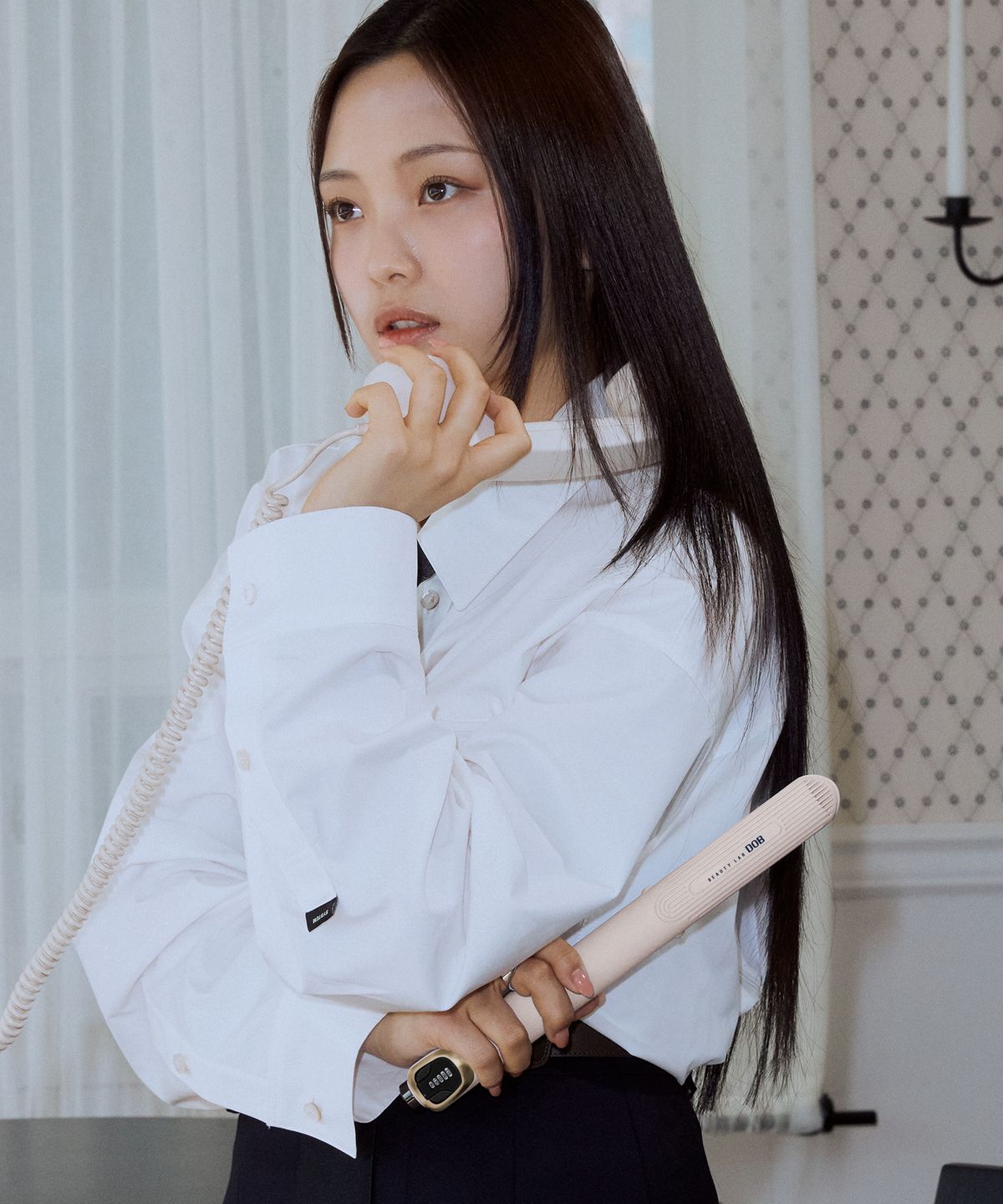 디오비(DOB) 롱스틱 우든베이지 판고데기 프리볼트 물결 웨이브