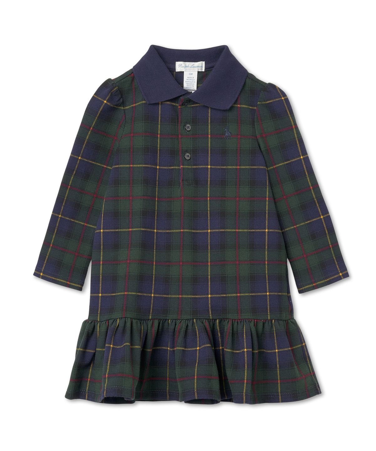 폴로 랄프 로렌 칠드런(POLO RALPH LAUREN CHILDREN) 플래드 스트레치 메시 폴로 드레스 앤 블루머-블랙
