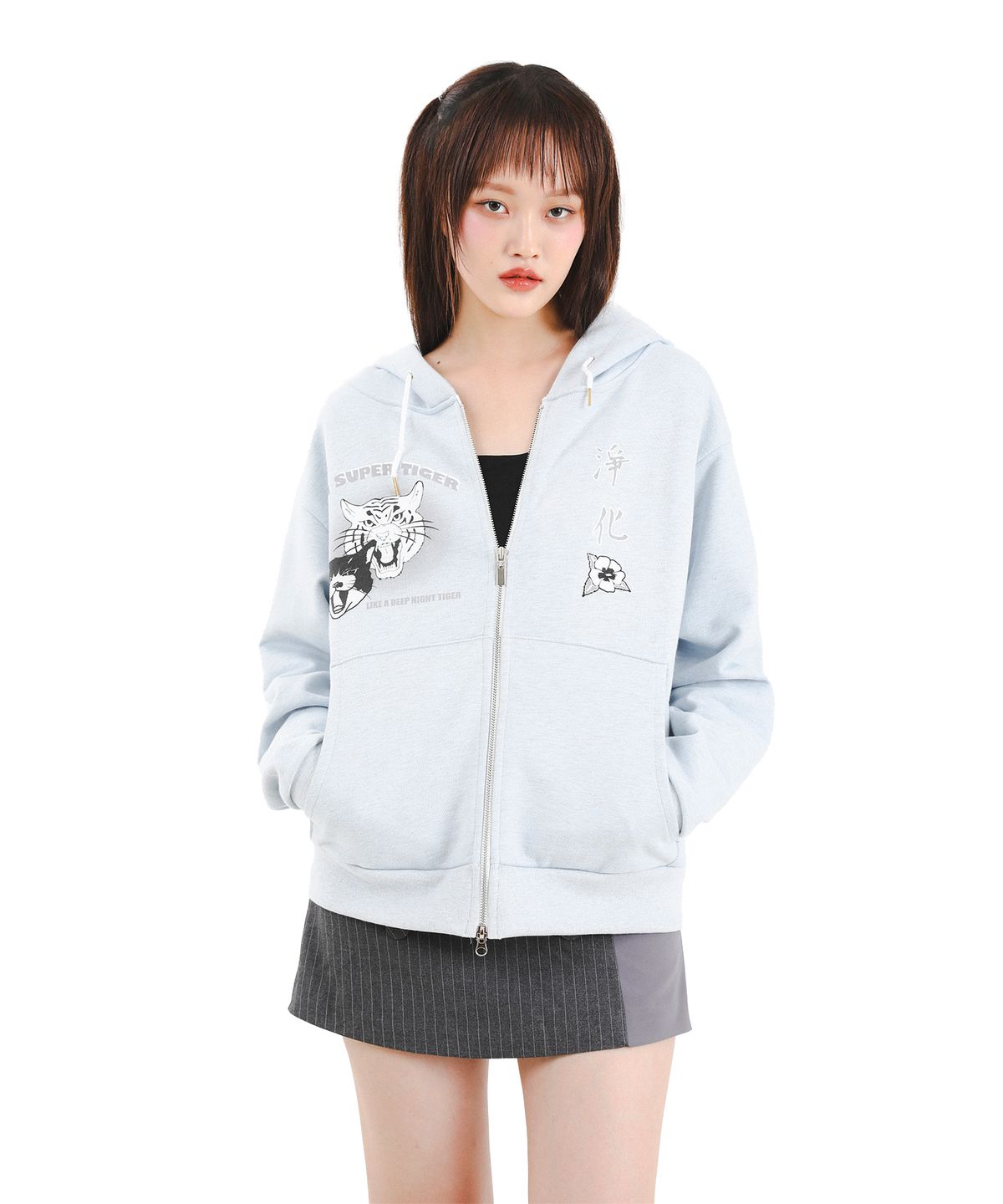 카타르시스(KATHARSIS) 슈퍼 타이거 오버사이즈 후드집업 스카이블루 ONE SIZE