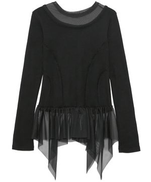 Layered Lace Frill Long Sleeve (FL-137_Black)