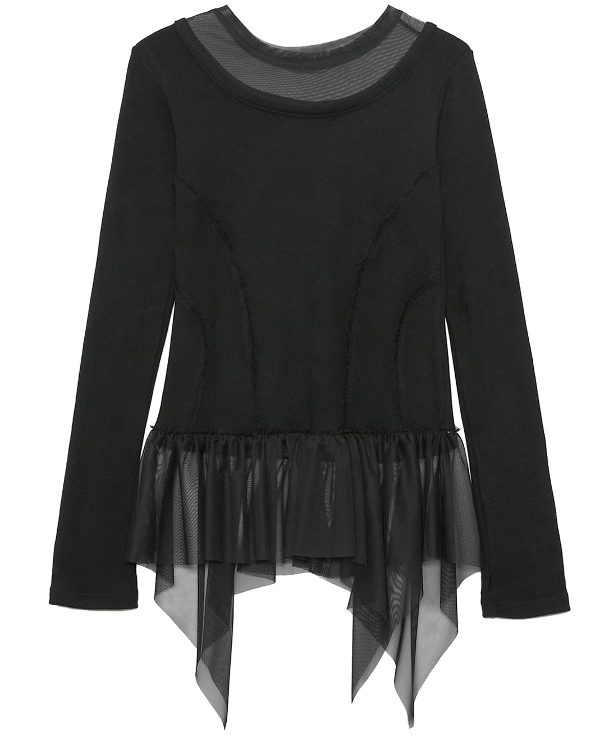 플레어업(FLAREUP) Layered Lace Frill Long Sleeve (FL-137_Black)