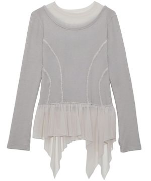 Layered Lace Frill Long Sleeve (FL-137_Gray)