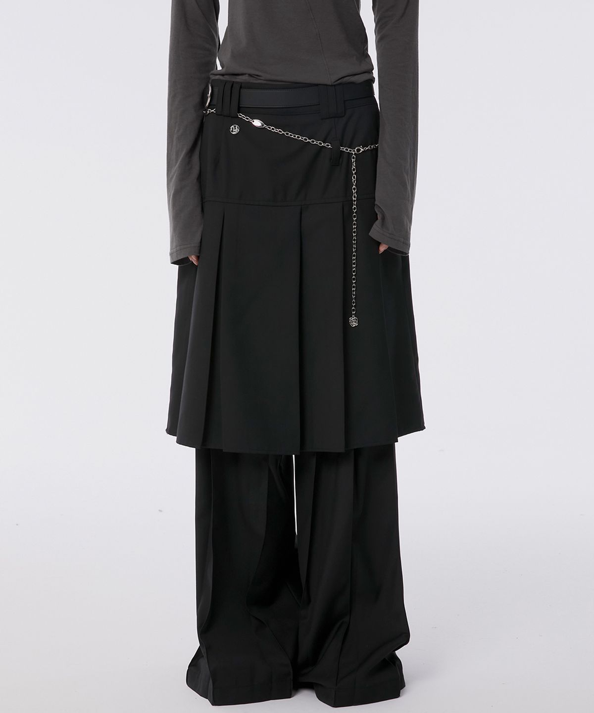 플레어업(FLAREUP) Pleats Midi Skirt (FL-243_Black)