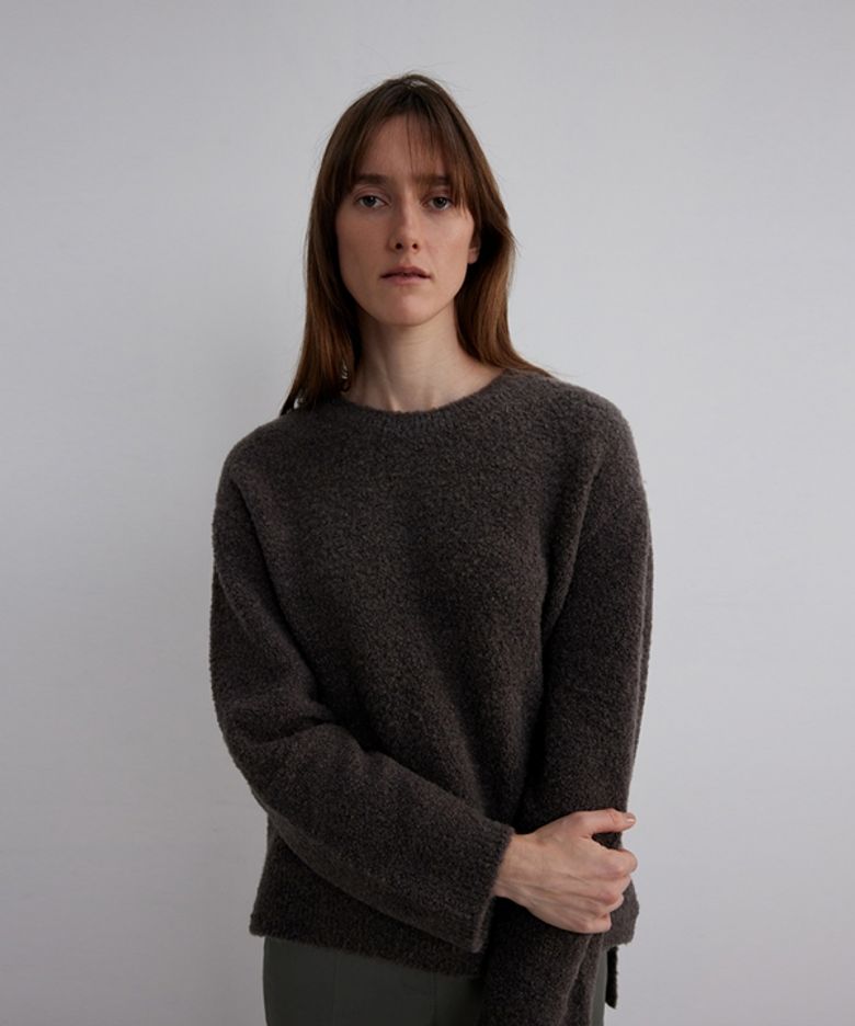 BABY ALPACA PULLOVER_BROWN