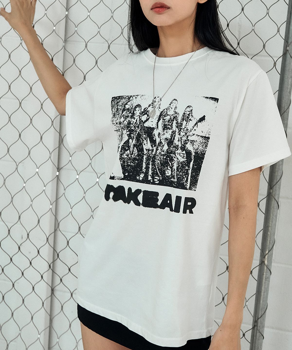테이크에어(TAKEAIR) 밴드 오버핏 반팔티