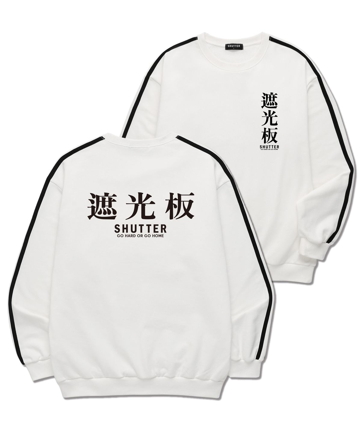 셔터(SHUTTER) TEXT LOGO VER.2 소매 테잎 맨투맨 (SLS019) 화이트