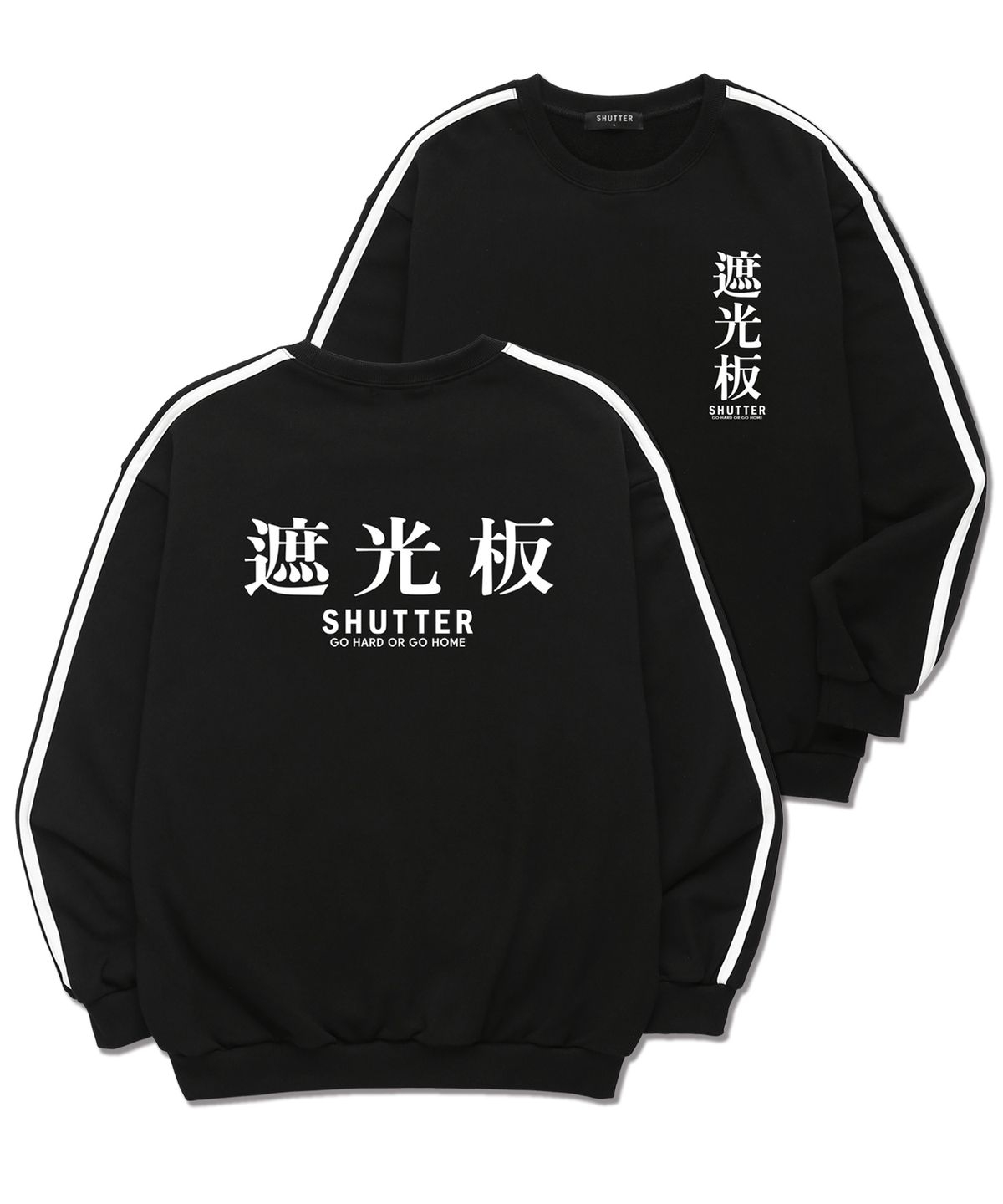 셔터(SHUTTER) TEXT LOGO VER.2 소매 테잎 맨투맨 (SLS019) 블랙