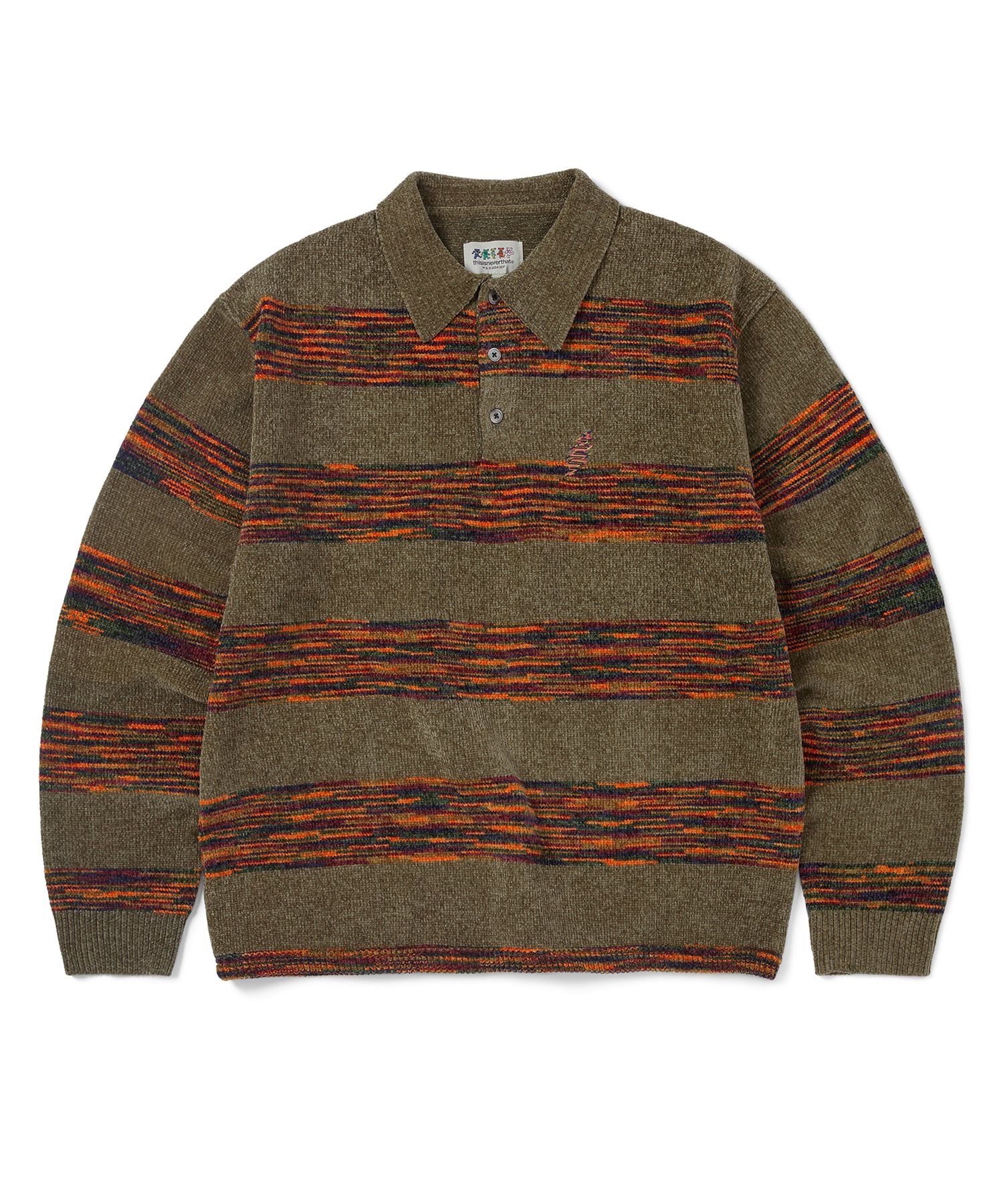 MUSINSA公式 | thisisneverthat GD Lightning Velvet Knit Polo Khaki