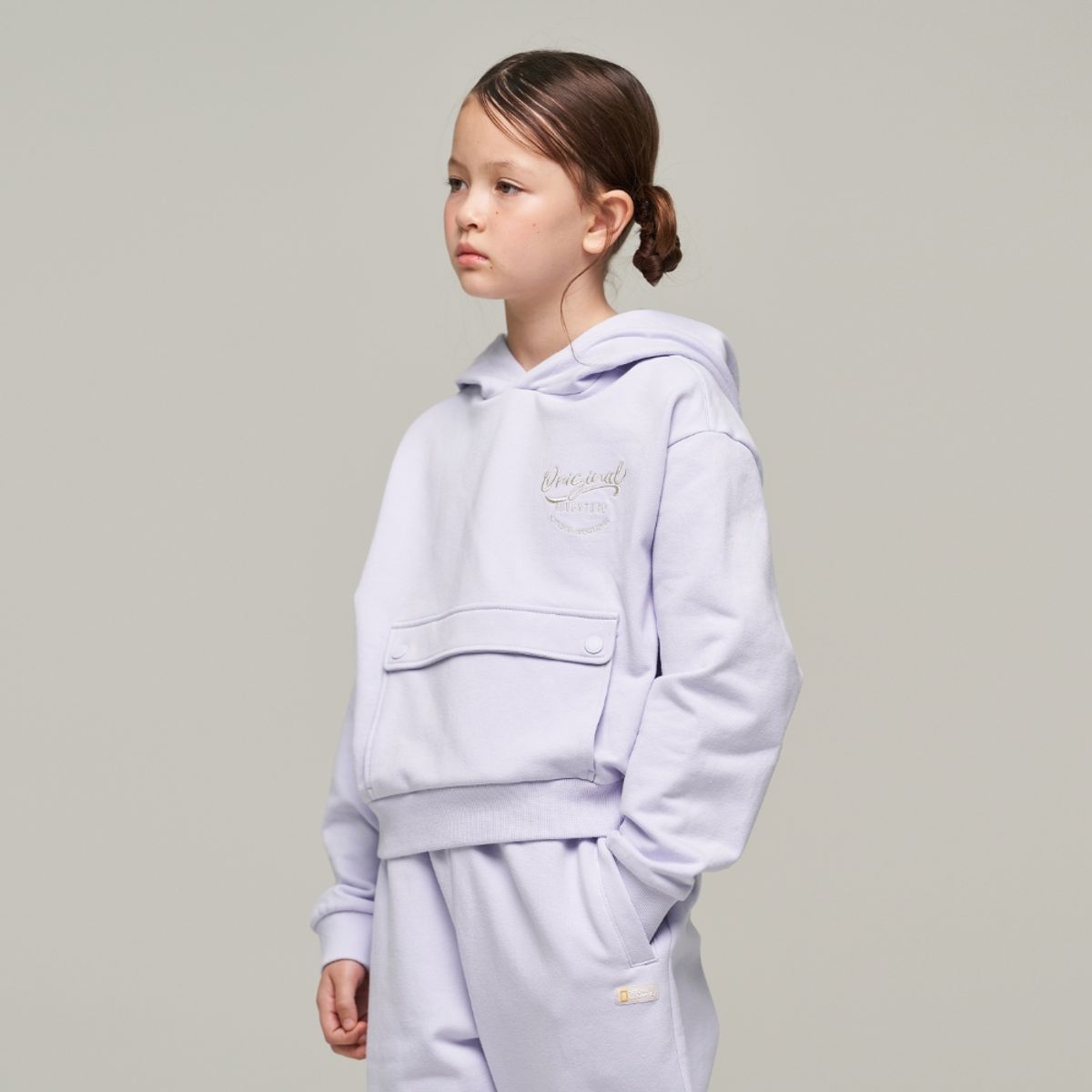 내셔널지오그래픽 키즈(NATIONAL GEOGRAPHIC KIDS) K244GHD910 세미크롭 후드 티셔츠 (기모)  LAVENDER