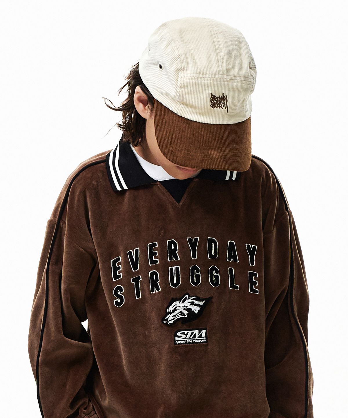 브라운브레스 키즈(BROWNBREATH KIDS) KIDS TAG CORDUROY CAMP CAP - IVORY
