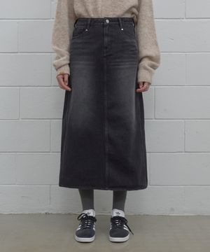 롱 데님 스커트 BK