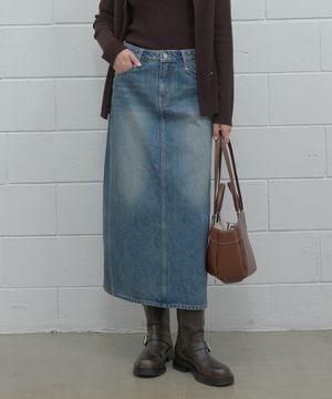 롱 데님 스커트 MBL