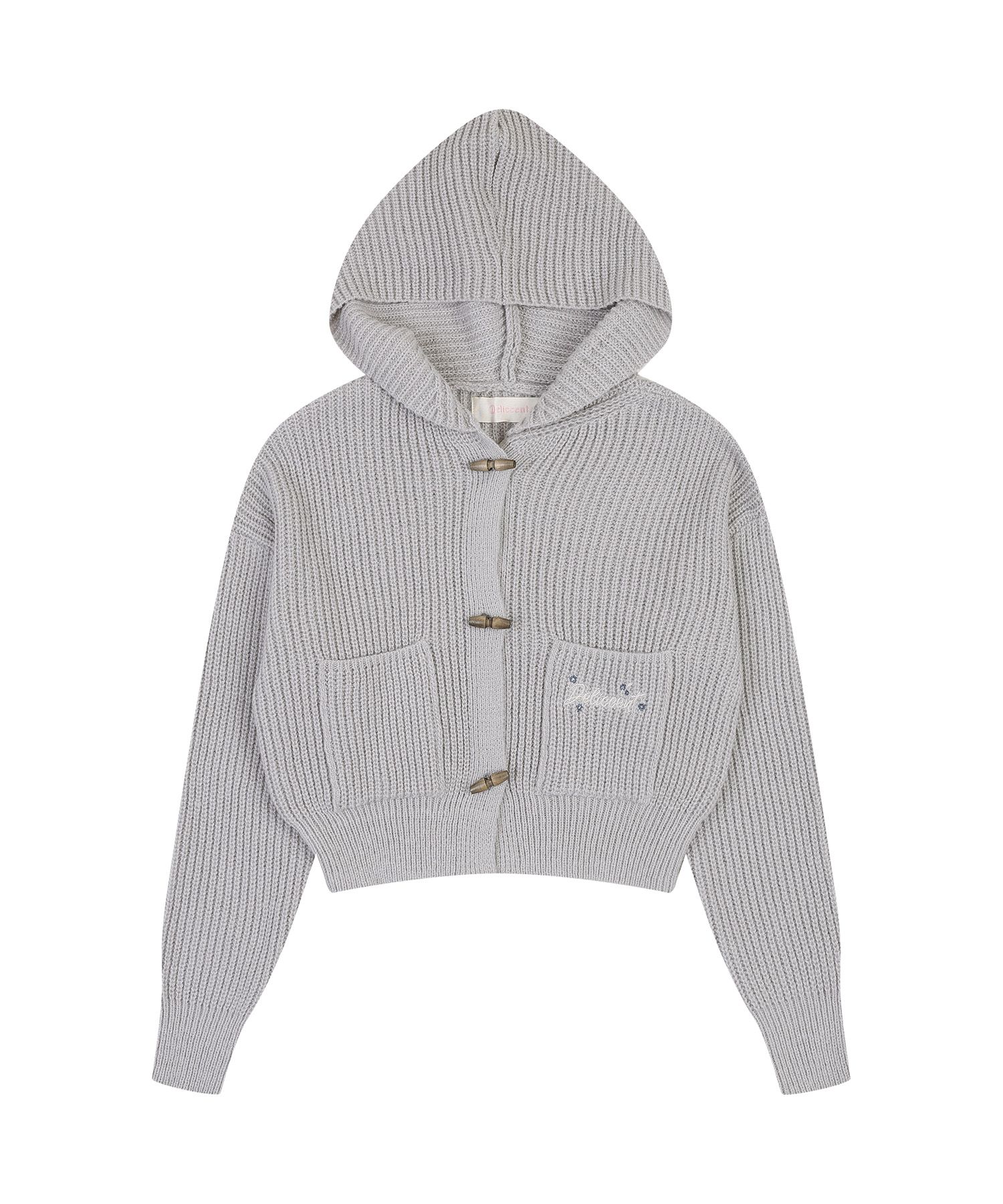 MUSINSA | DELICCENT Hood Pocket Duffel Cardigan [LIGHT GRAY]