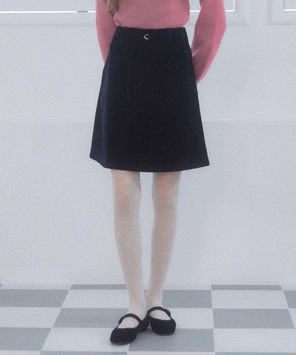 델리센트(DELICCENT) 초니 벨벳 스커트 [NAVY]