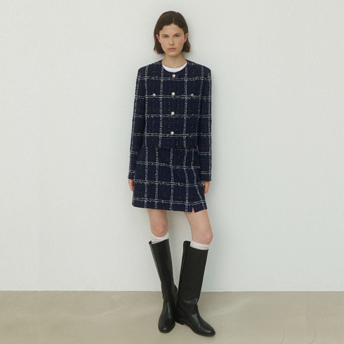 아틀리에 나인(ATELIER NAIN) NAUV CHECK SET-UP TWEED SKIRT(SK-4964)