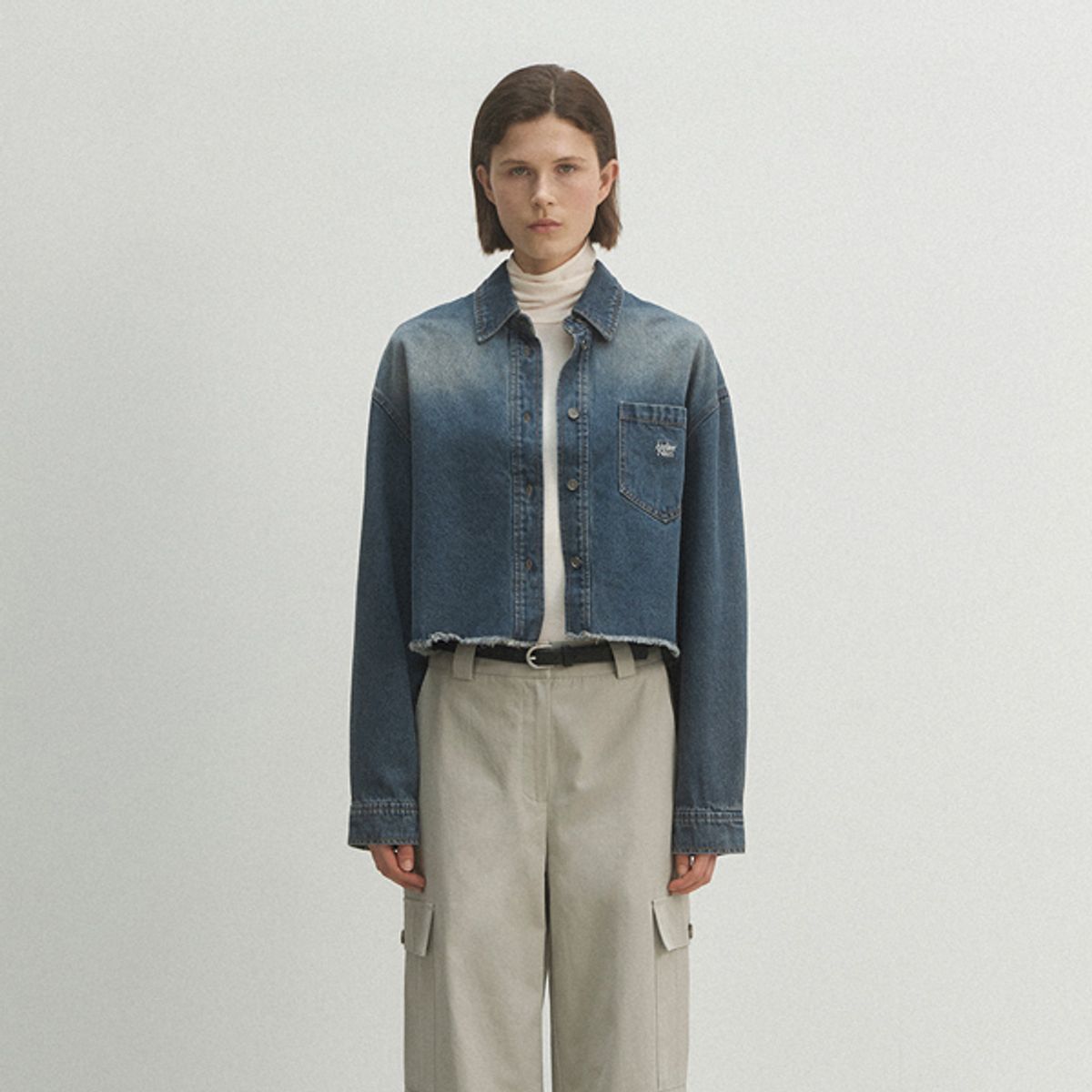 아틀리에 나인(ATELIER NAIN) AUBE CROP DENIM SHIRT(BL-4256)