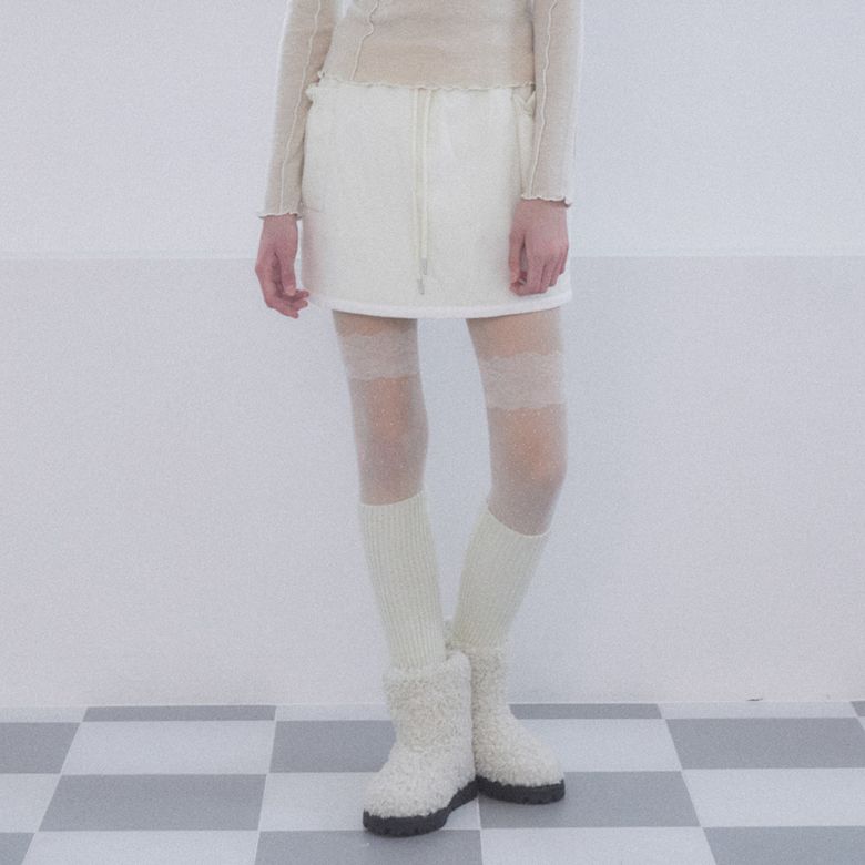 패딩 미니 스커트 [IVORY]