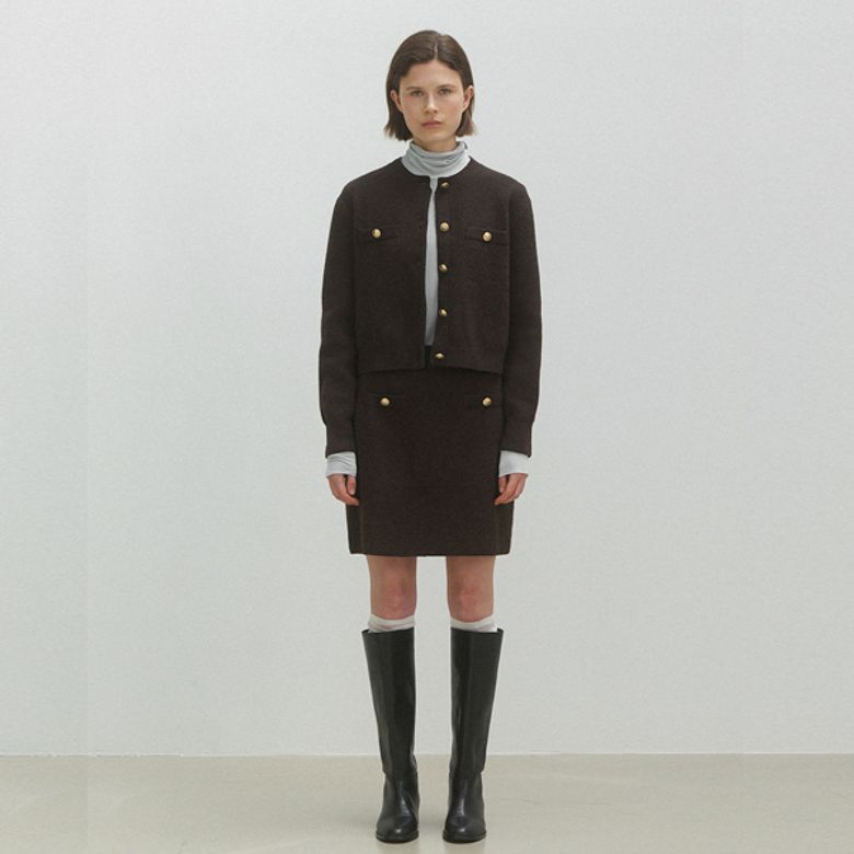 CHLOEE WOOL SET-UP KNIT CARDIGAN(CD-2133)