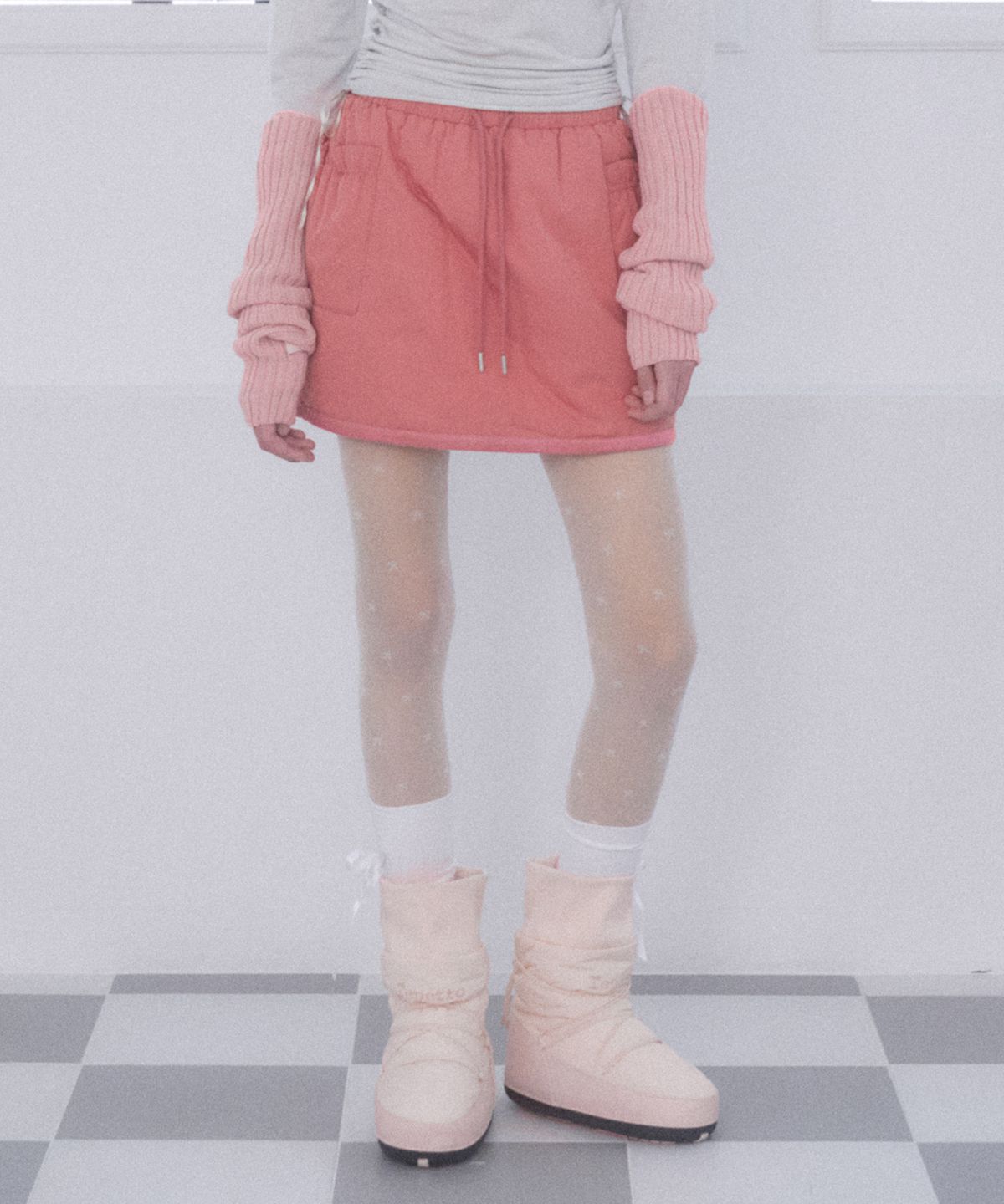델리센트(DELICCENT) 패딩 미니 스커트 [PINK]