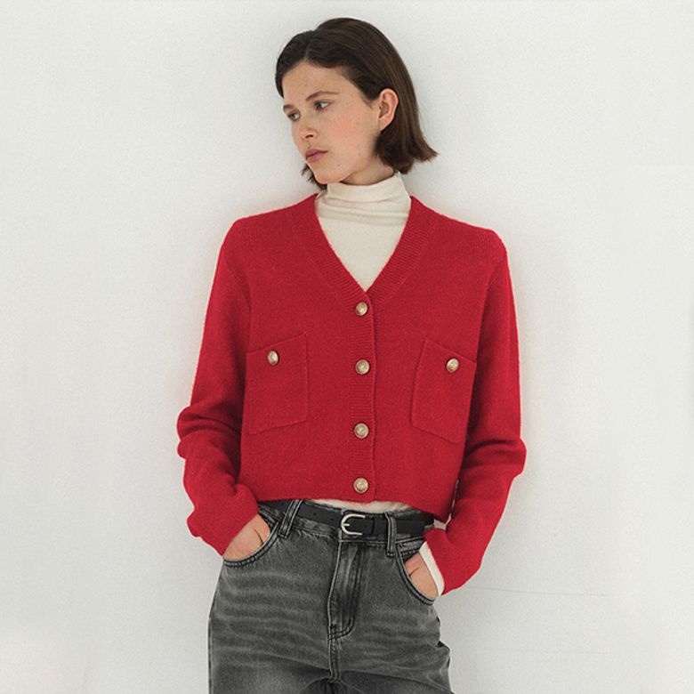 CROP V-NECK CARDIGAN(Z-CD-1988)