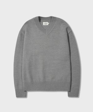 에센셜 브이넥 니트 그레이