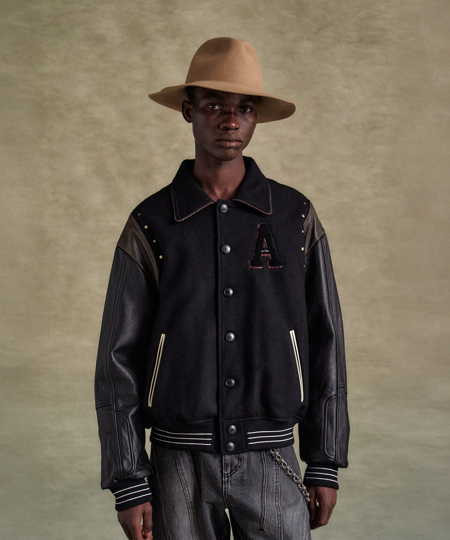 MUSINSA公式 | ANDERSSON BELL A Patch Wool & Leather Varsity