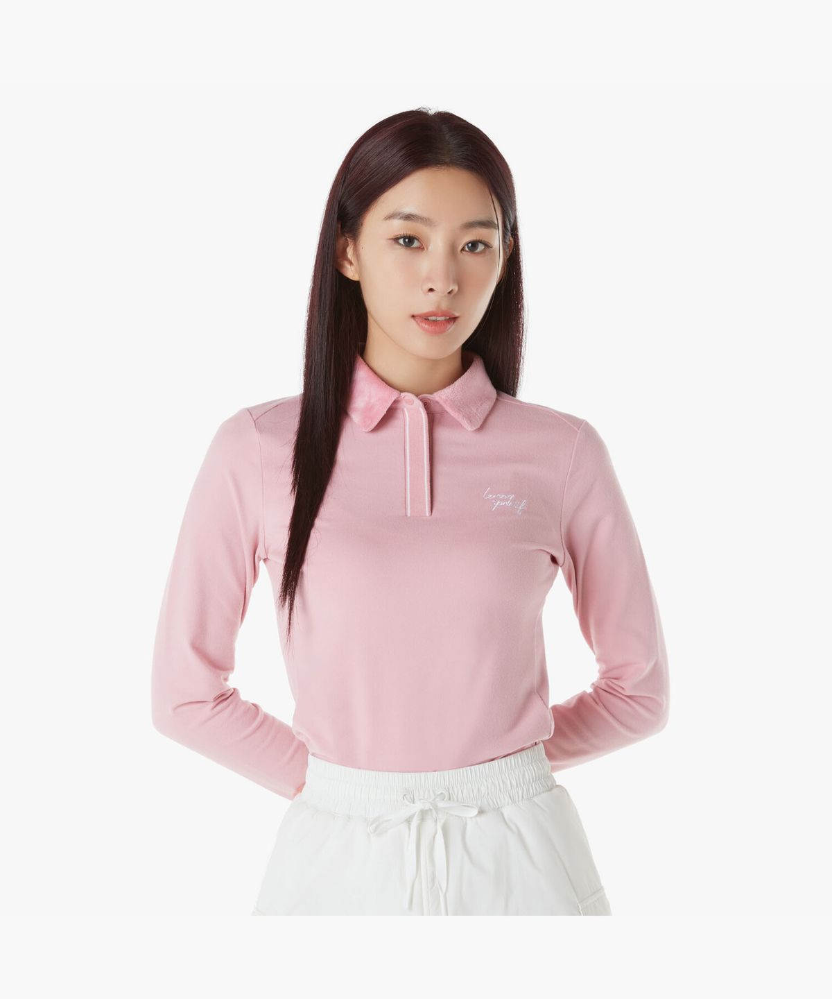 르꼬끄 골프(LECOQ GOLF) 여성 솔리드 FUR에리 티셔츠 (GP422LTLO2)