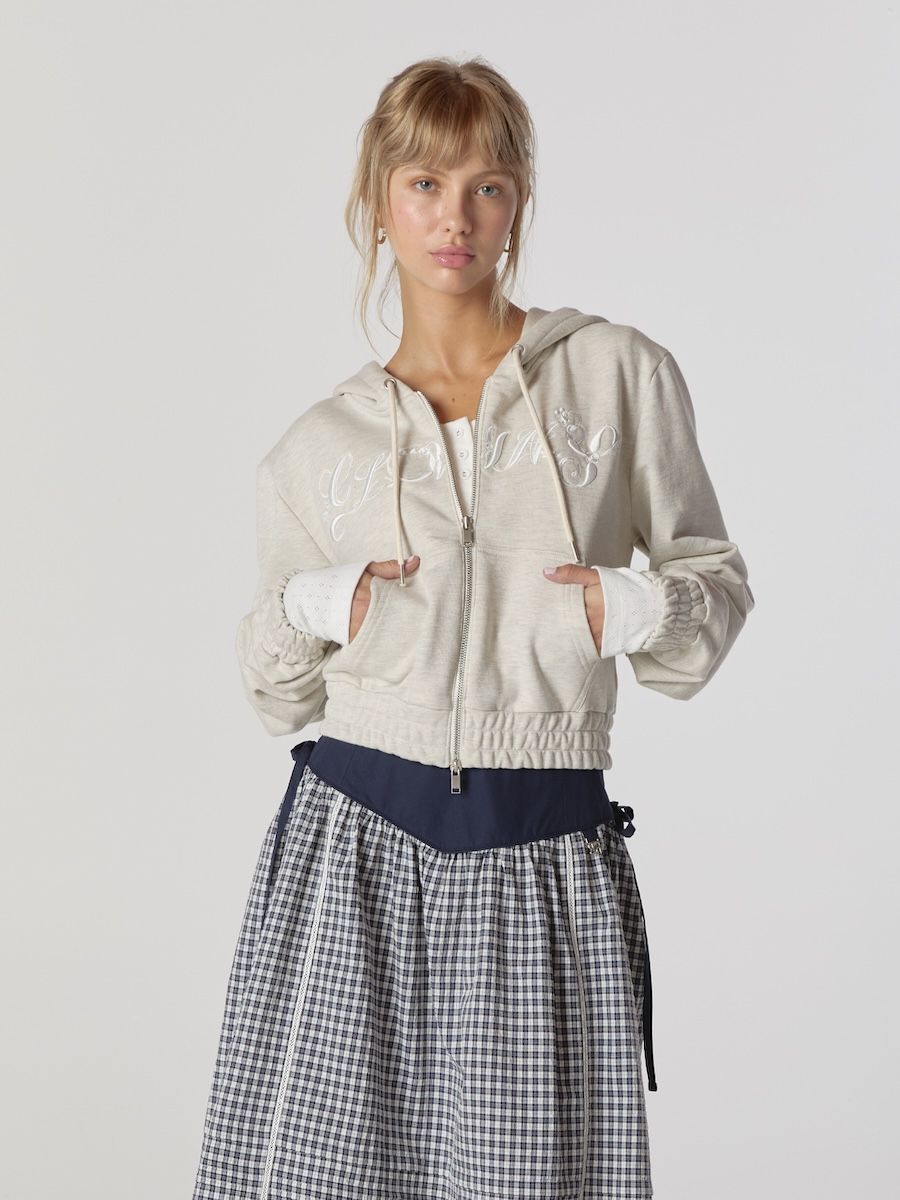 トップス GLOWNY BONNIE CROP ZIP UP MUSINSA公式 | GLOWNY BONNIE CROP ZIP UP (OATMEAL)