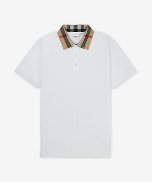 코튼 슬림핏 반소매 폴로 셔츠 - 화이트 / 8071621