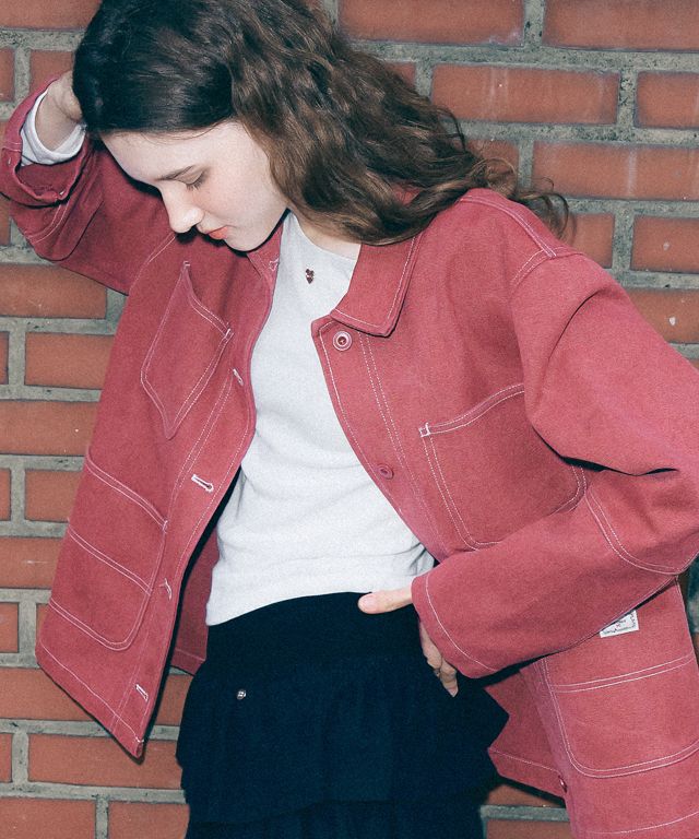 MUSINSA | RONRON STITCH POINT OXFORD WORK JACKET BRICK RED
