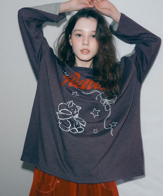 [RONRON]COLORED CRAYON CAT LONG スリーブ★新作・24AW★韓国★ MUSINSA | RONRON COLORED CRAYON CAT LONG SLEEVE VINTAGE BROWN