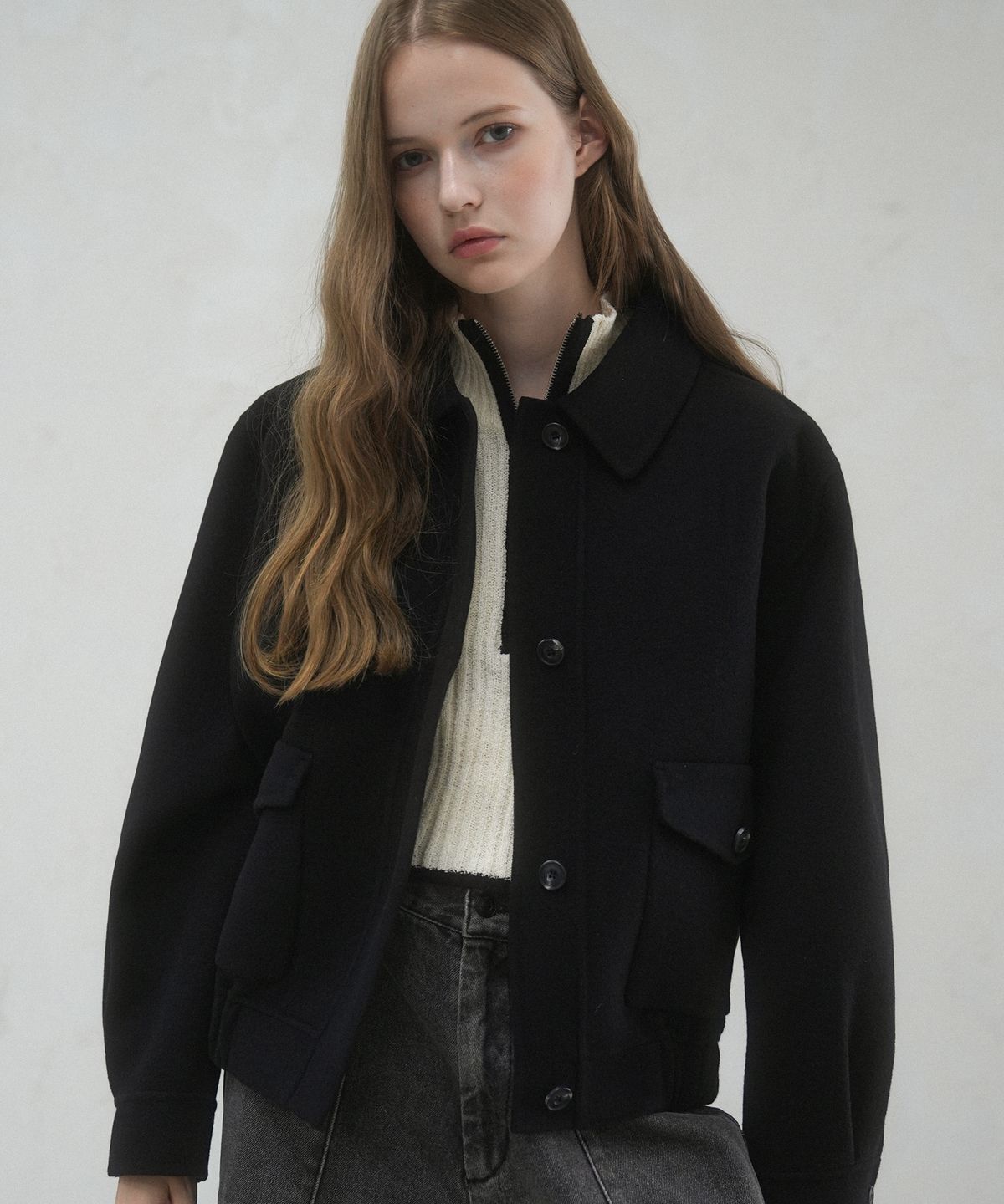 어반드레스(AVANDRESS) Modern Wool Collar Jacket BLACK