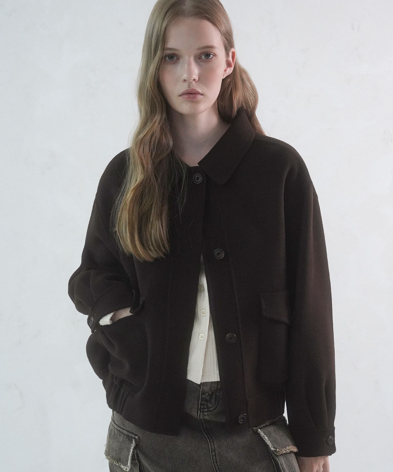 ブルゾン AVANDRESS Modern Wool Collar Jacket BROWN MUSINSA | AVANDRESS Modern Wool Collar Jacket BROWN