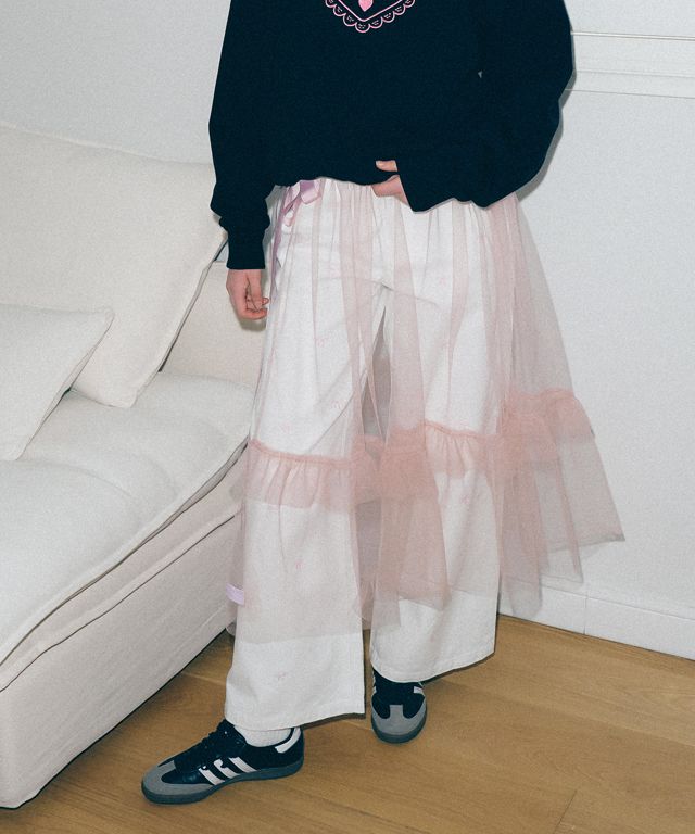 スカート RONRON SHEER LAYERED RUFFLE SKIRT PINK RR24CSK4000PK MUSINSA | RONRON SHEER LAYERED RUFFLE SKIRT PINK