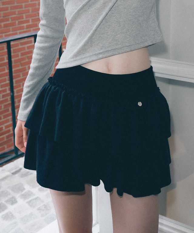ショートパンツ RONRON ANGORA CANCAN RUFFLE PANTSKIRT GREY ANGORA CANCAN RUFFLE PANTSKIRT GREY - RONRON 론론