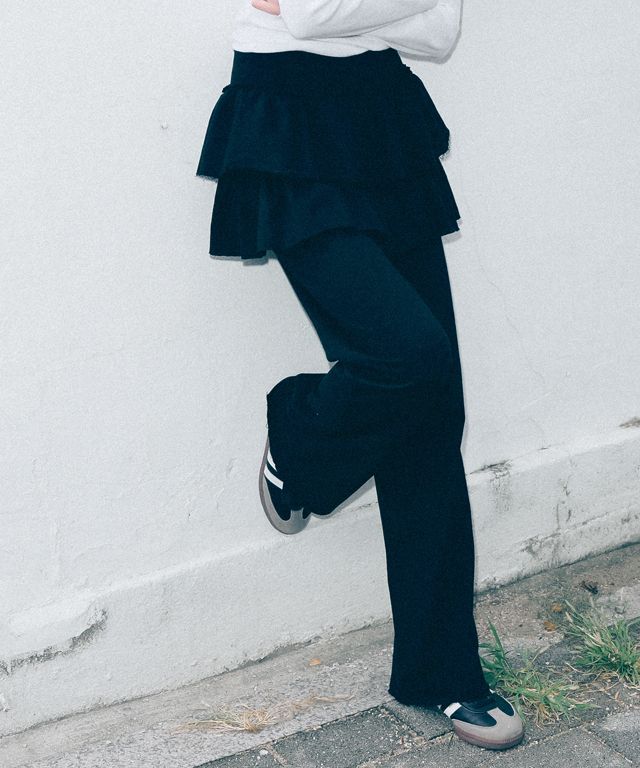 パンツ [RONRON] CANCAN RUFFLE LAYERED PANTSKIRT RONRON DOT CANCAN RUFFLE LAYERED PANTSKIRT BLACK – SeoulSeoul