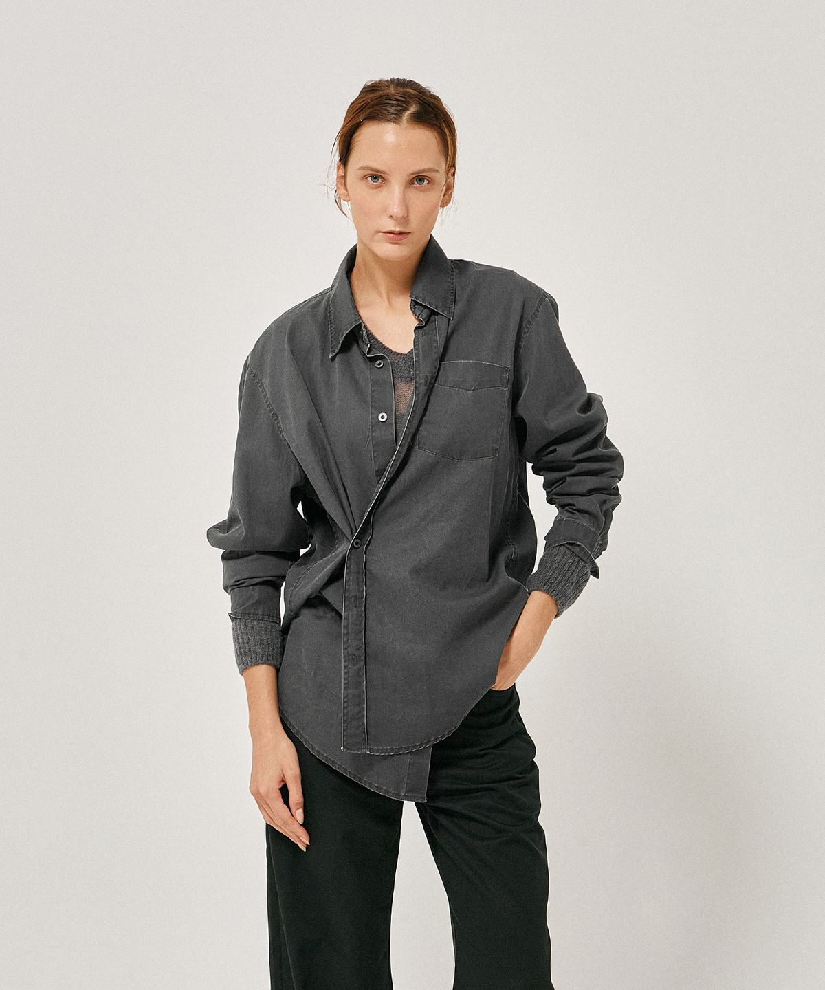 라벨아카이브(LABELARCHIVE) W Maeve drape shirt black