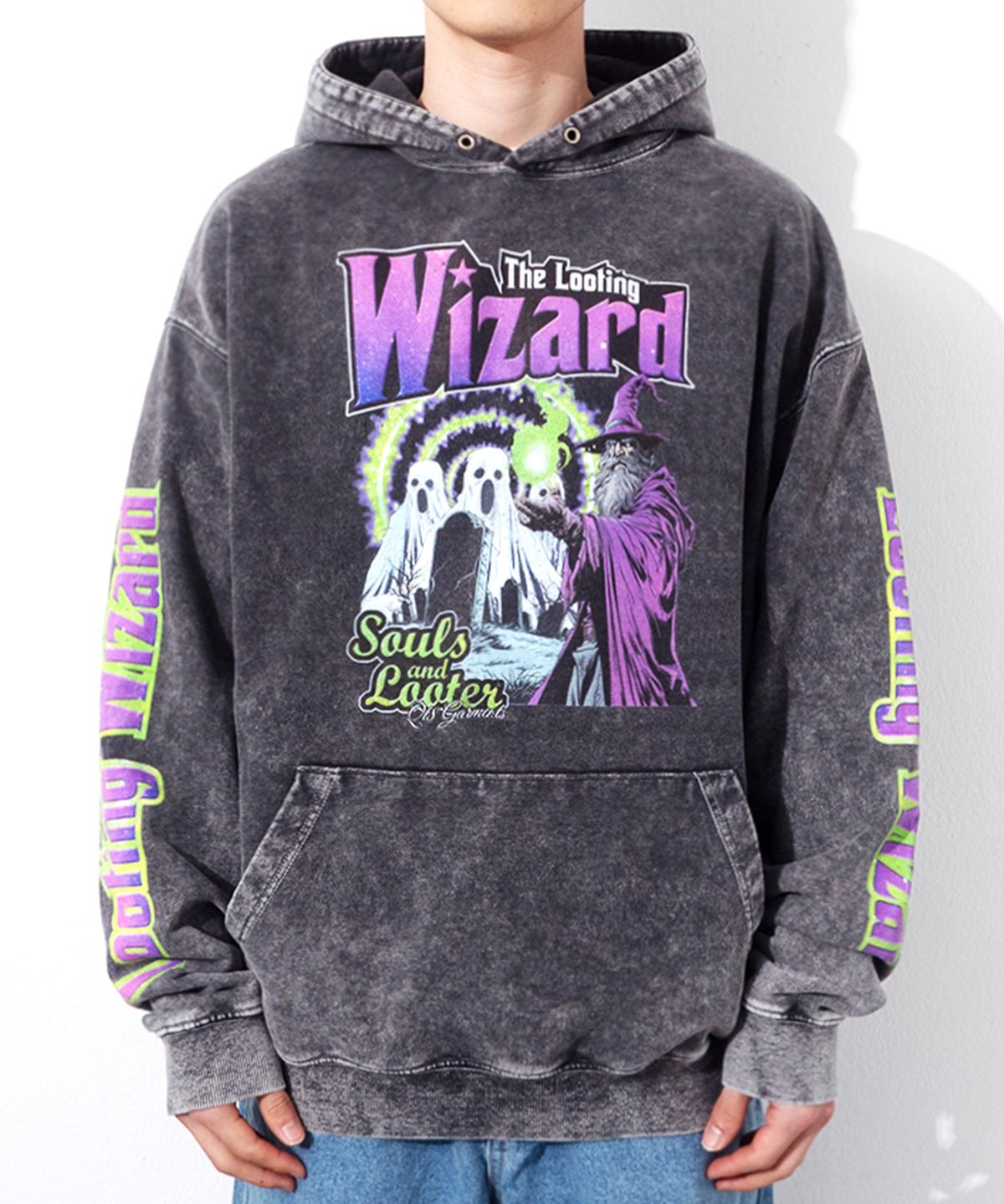 큐티에잇 가먼츠(QT8 GARMENTS) TL Wizard SP Washed Hoodie (Charcoal)