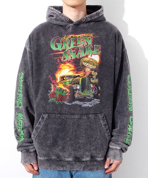TL Green Snake SP Washed Hoodie (Charcoal)